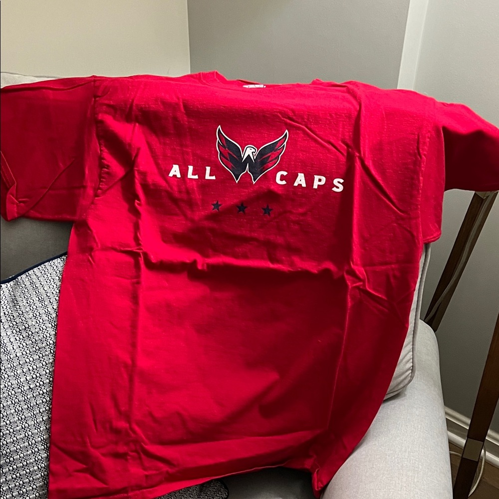 Hanes Red Graphic Tee - All Caps Design